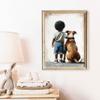 American Staffordshire Terrier Nursery Art, Boy & Dog Art Print, Black Boy Art, Pitbull Nursery Art, Afro, American Boy Art, Print Dog Art, American Staffordshire Terrier Nursery Art Photo,18 view 3