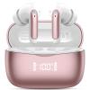Wireless Earbuds, Bluetooth 5.3 Headphones Stereo Deep Bass with LED Display, 56H Playtime with Noise Cancelling Mic, IPX7 Waterproof in Ear Earbuds, for laptops/tablets/mobile phones/sports, Rose view 1