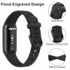 3 Pack Rose Butterfly Engraved Bands for Fitbit Luxe Band for Women, Soft Elegant Floral Pattern Band Compatible with Fitbit Luxe Watch Bands, Black/Starlight/Mauve Purple view 2