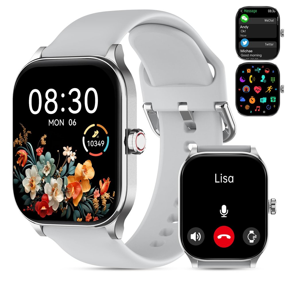 Smart Watch for Women Men(Answer/Make Call), Smartwatches with Heart Rate/SpO2/Sleep/Stress Monitor, IP68 Waterproof Activity Tracker for Android iPhone, 100+ Sports Fitness Watches (Gray, 2.01)