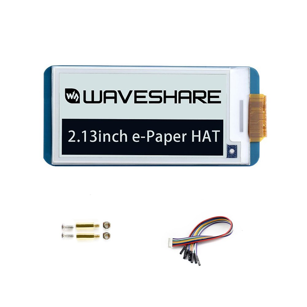 2.13inch E-Ink Display HAT for Raspberry Pi Zero/Zero W/Zero WH/2B/3B/3B+/4B/Jetson Nano 250x122 Resolution 3.3V/5V Black White Two Color e-Paper Screen Module Supports Partial Refresh SPI Interface
