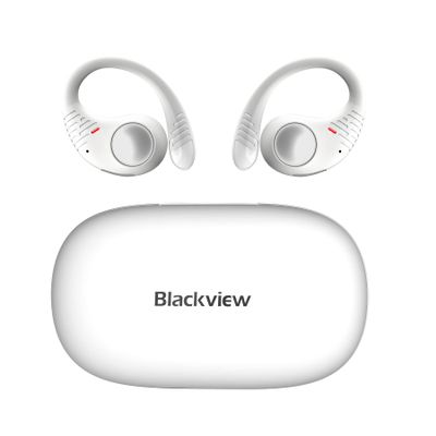 Blackview AirBuds 10 Open Ear Headphones,Wireless Earbuds Bluetooth 5.3 Air Conduction Sport Headsets with Earhooks,IPX7,Dual Microphone, for Running Workout White