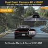 Fitcamx 2160P+Rear 1080P Dash Cam Adapts for Hyundai Elantra 2021-2025 SE SEL Limited N Line Blue Manual (AA000), OEM Look, Dual HD Video, WiFi & APP, Loop Recording, G-Sensor, Easy to Set, 128GB Card view 2