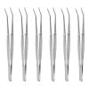 HARFINGTON 6pcs Stainless Steel Tweezers 6.1" Long Handle Curved Silver view 1