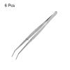 HARFINGTON 6pcs Stainless Steel Tweezers 6.1" Long Handle Curved Silver view 3