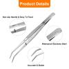 HARFINGTON 6pcs Stainless Steel Tweezers 6.1" Long Handle Curved Silver view 4