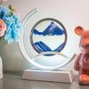 ADFLTFC Moving Sand Art Pictures, LED Sand Art Lamp Deep Sea Sandscape Painting Round Glass Flowing Sand Painting Night Light Decoration for Desktop Home Office(Blue) view 1