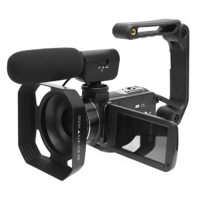 Yunseity 4K Video Camera Camcorder, 56MP HD 3 Inch Rotatable Digital Video Recorder DV Camera with 18X Digital Zoom, WiF Vlogging Camera with Microphone Stabilizer