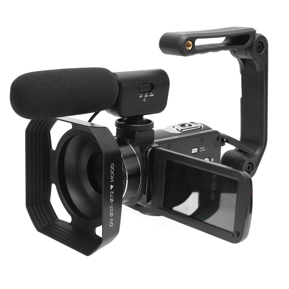 Yunseity 4K Video Camera Camcorder, 56MP HD 3 Inch Rotatable Digital Video Recorder DV Camera with 18X Digital Zoom, WiF Vlogging Camera with Microphone Stabilizer