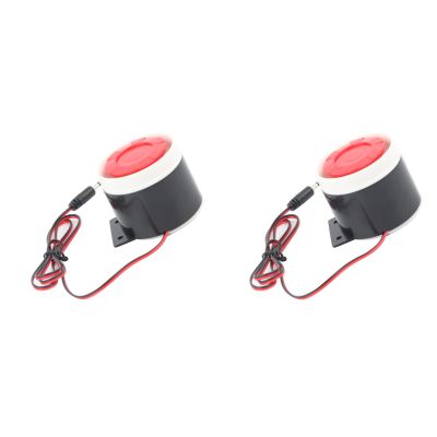 2Pcs Wired Mini Siren,Dc 12V 110 Db Sound Anti Theft Emergency Safety Alarming Horn for Office Shop Garage Home Security Alarm Horn