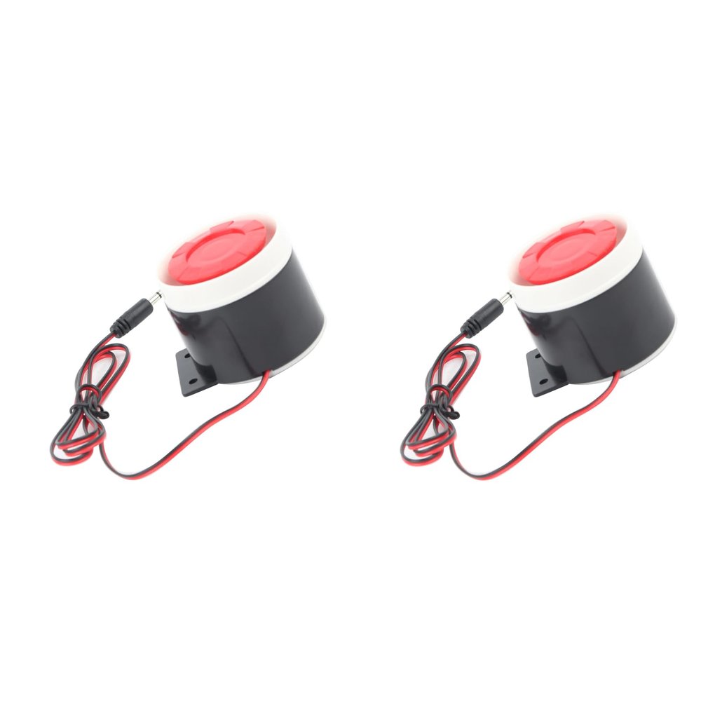 2Pcs Wired Mini Siren,Dc 12V 110 Db Sound Anti Theft Emergency Safety Alarming Horn for Office Shop Garage Home Security Alarm Horn