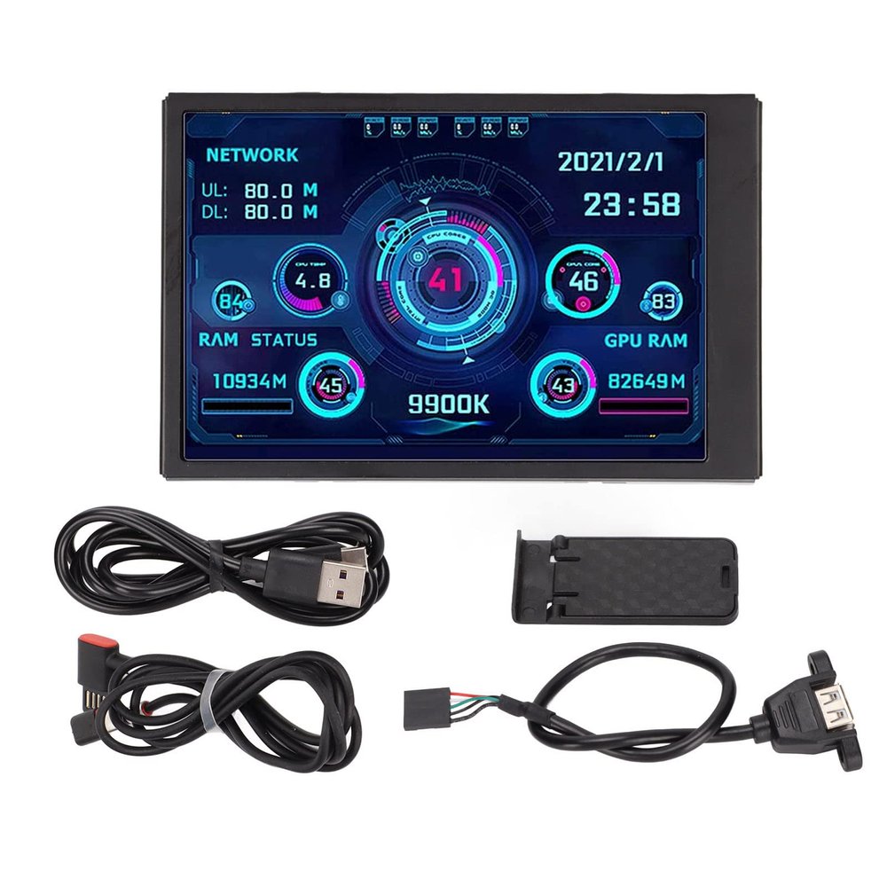 Yunir 3.5inch USB Mini Screen, PC Temperature Display CPU GPU RAM Data Monitor Sensor Panel Monitor, for Laptop PC