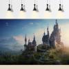 Magical Castle Backdrop Fantasy Castle with Rugged Path on Mountain Photography Background Mountains Pine Trees Under Dark Blue Sky Landscape Background Decorations Fantasy Castle Backdrop 9x6ft view 2