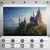 Magical Castle Backdrop Fantasy Castle with Rugged Path on Mountain Photography Background Mountains Pine Trees Under Dark Blue Sky Landscape Background Decorations Fantasy Castle Backdrop 9x6ft view 3