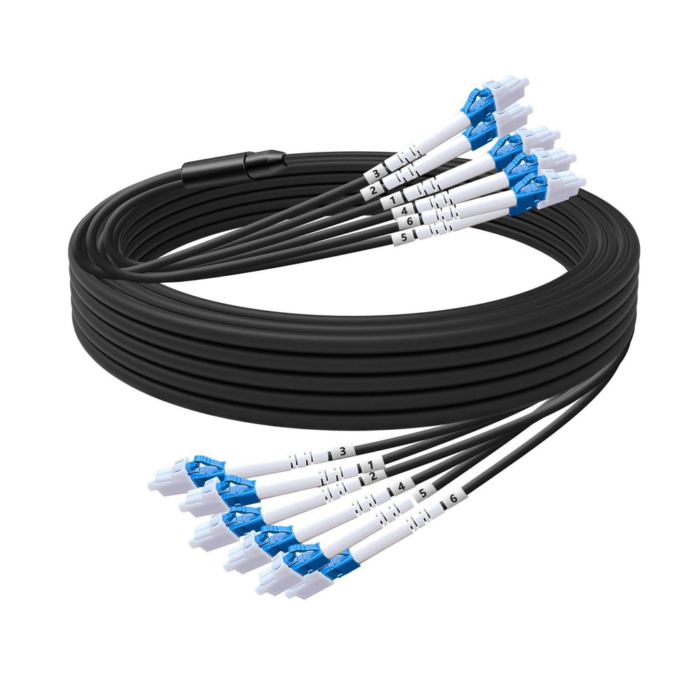 6 Core OS2 9/125um LC to LC Outdoor Fiber Optic Cable 50M/165FTArmored Fiber Optic CableLc to Lc Single Mode Industrial TPU LC Outdoor Fiber Optic Cable, OD-5mm,Direct Burial Fiber Optic Cable