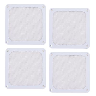 120mm PC Fan Dust Filter, 4pcs Magnetic Frame Computer Fan Grills Dust Mesh PC Cooler Filter Screen PVC, Dustproof Case Covers for Chicken Coop Vent Fan (White)