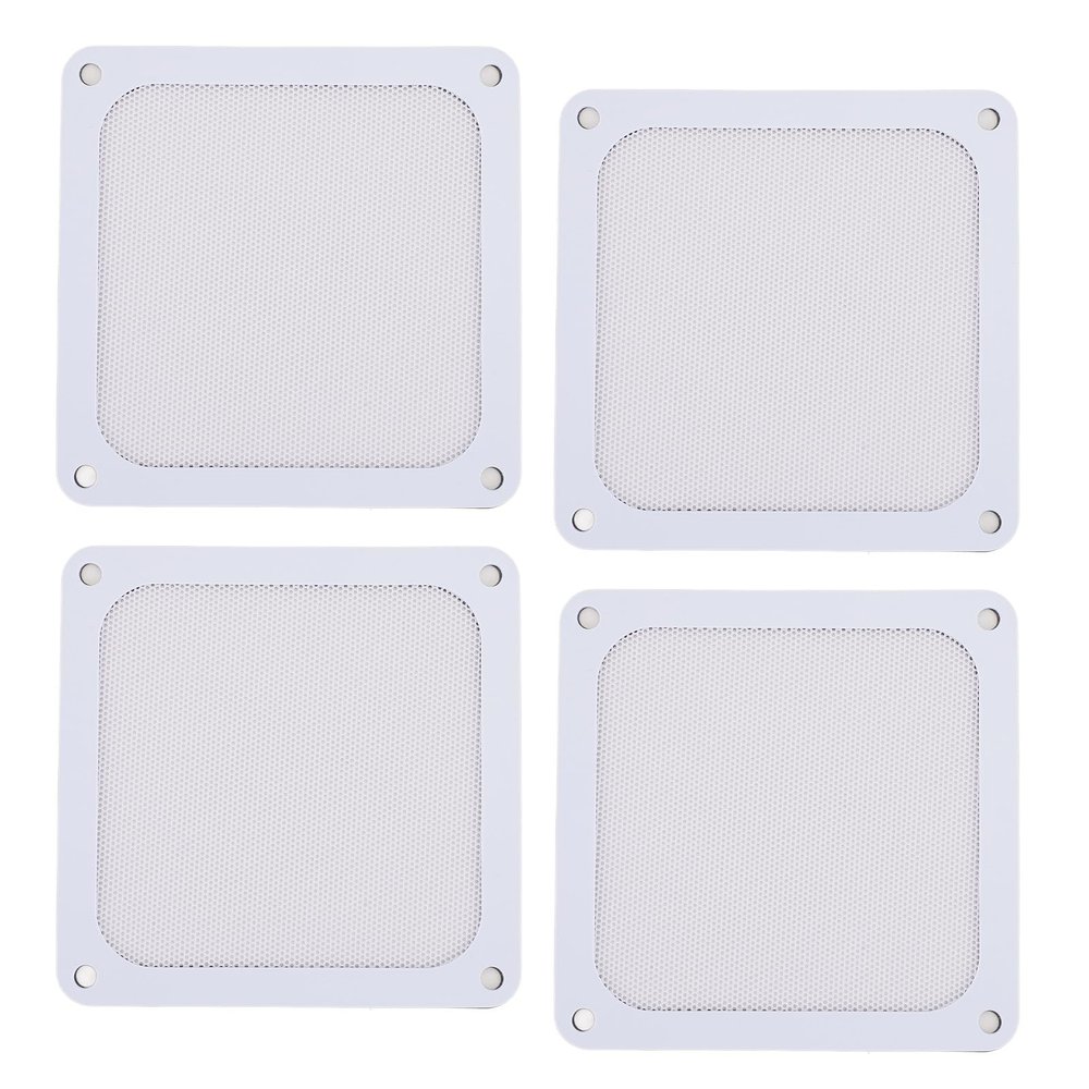 120mm PC Fan Dust Filter, 4pcs Magnetic Frame Computer Fan Grills Dust Mesh PC Cooler Filter Screen PVC, Dustproof Case Covers for Chicken Coop Vent Fan (White)