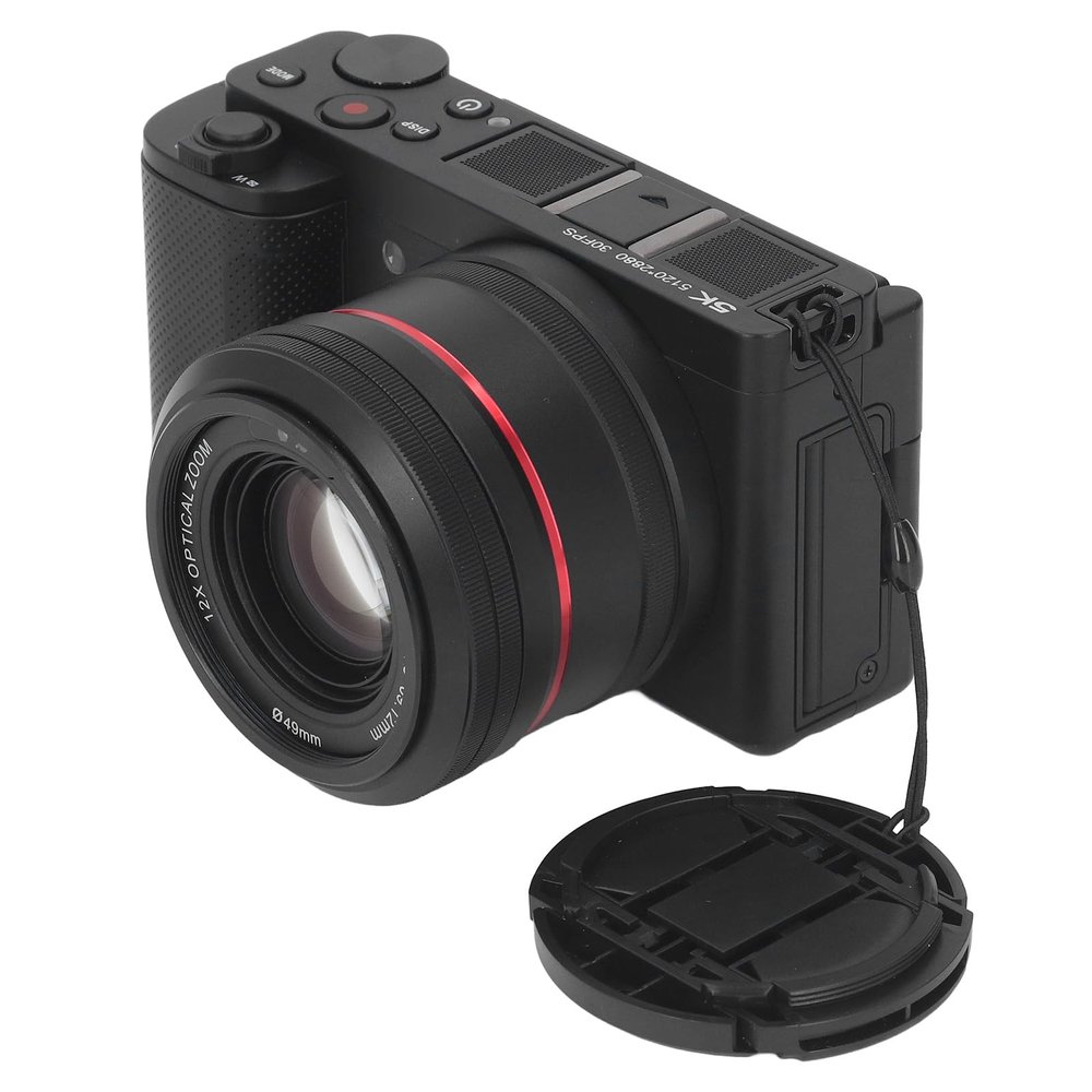 Yunir Digital Camera, 5K HDR 30fps 64MP Micro SLR Camera with 3.2in Flip Touchscreen, 12X Optical Zoom, Cordless Fidelity Connectivity, Multi Modes Camera