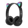 ciciglow Cute Cat Shape WL Headset with HiFi Sound Quality, Luminous Stereo BT Headphones for Home School Office, Small and Light Weight (Black) view 1