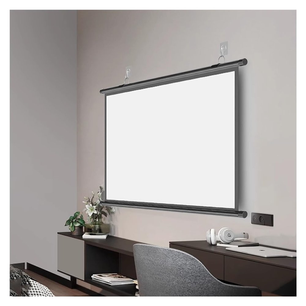 Movie Projector Screen 4:3 Foldable and Portable, Manual Projector Screen for Wall Mounting for Movie Home Theater Cinema Office Video Game(White Plastic,4:3-60inch)