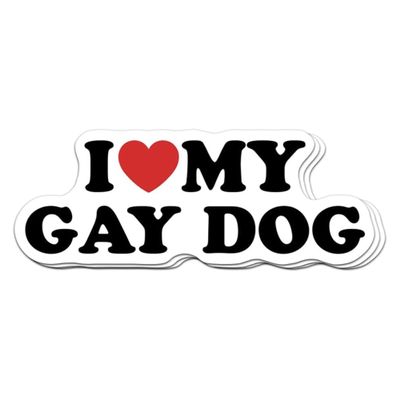 3Pcs I Love My Gay Dog Stickers, 2 Inches