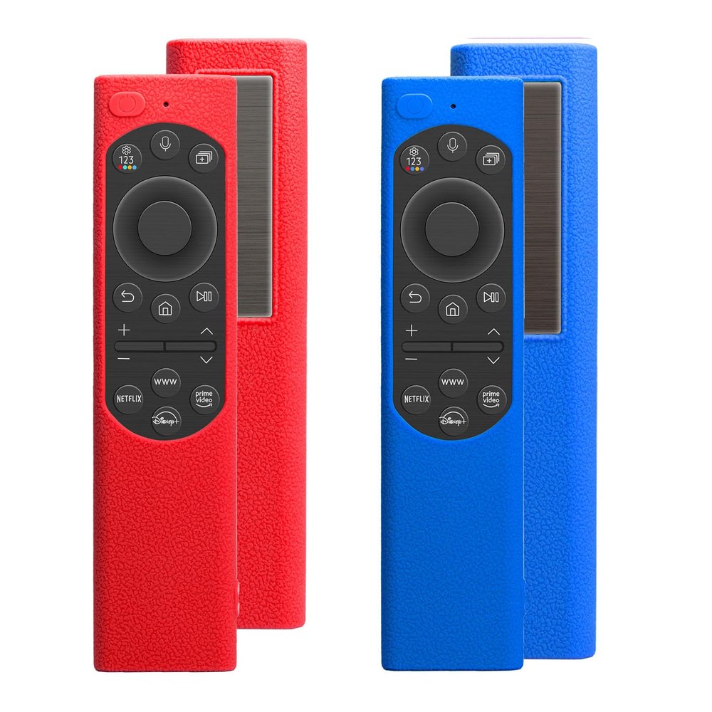 2 Pack Remote Cover for Samsung Smart TV, Silicone Protective Case for Samsung Solar Cell Remote 2021 2022 BN59-01357 BN59-01385 BN59-01265A Updated Remote Case (Royal Blue +Red Not Glow)