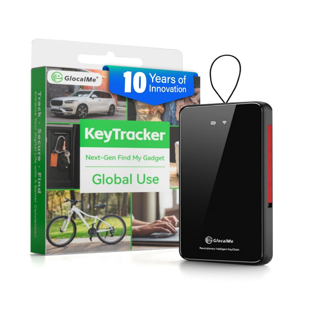 GlocalMe KeyTracker Global GPS Tracker for Luggage, Vehicles, Car, Kids, Wordwide Positioning Unlimited Distance Item Finder, Real Time Tracking with 6 Location Technologies