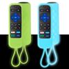 2 Pack Case for Roku Express/Streaming Stick/Premiere - Silicone Remote Cover for TCL Hisense Roku TV Remote (Glow Green+Glow Blue) view 1