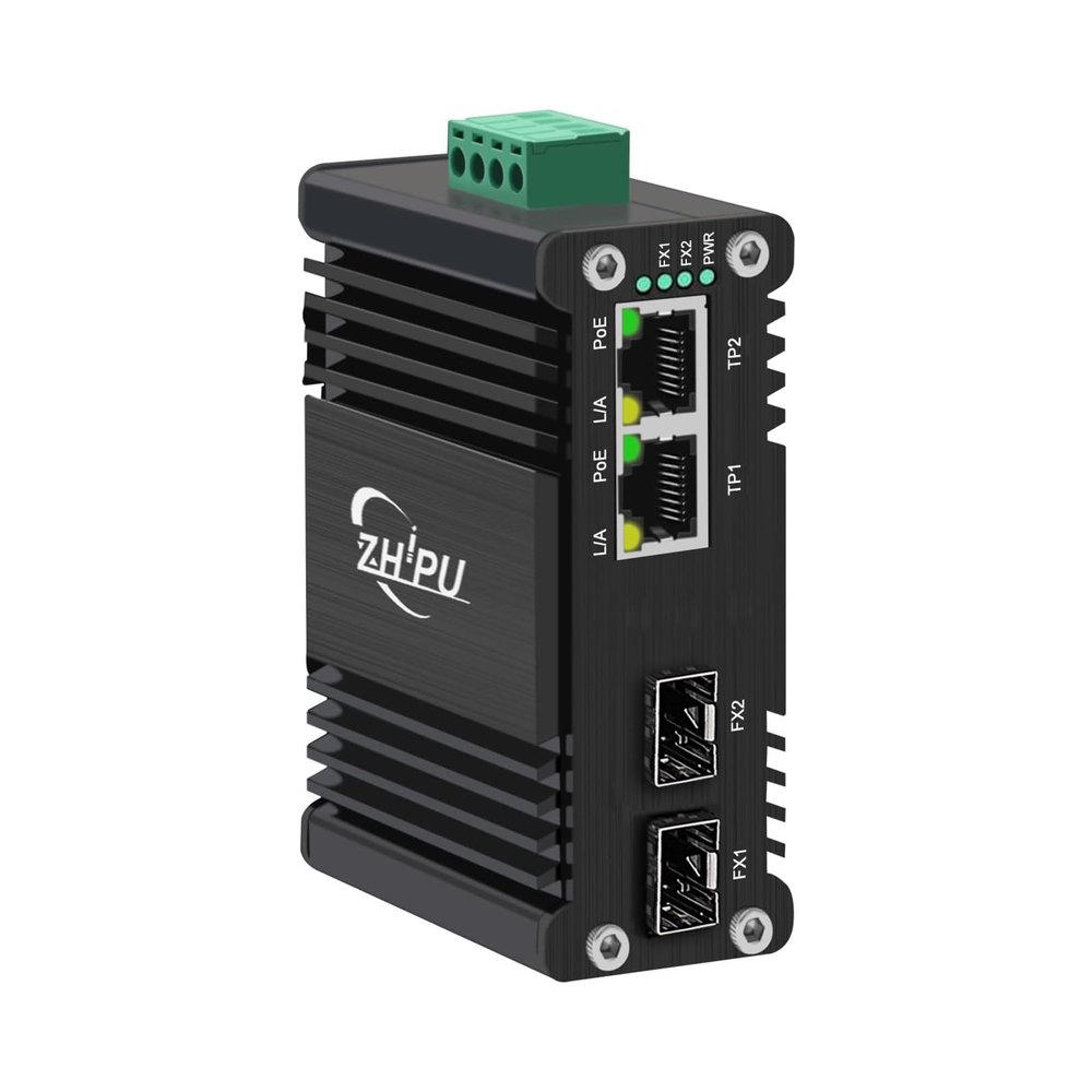 Yjntoximc Mini Industrial 2 Ports Gigabit PoE Switch with DC1248V Redundant Power Input, 12V PoE Switch with 2 SFP, IEEE802.3af/at @60W, Compact PoE Power for VoIP Systems/Solar Power/RV Truck