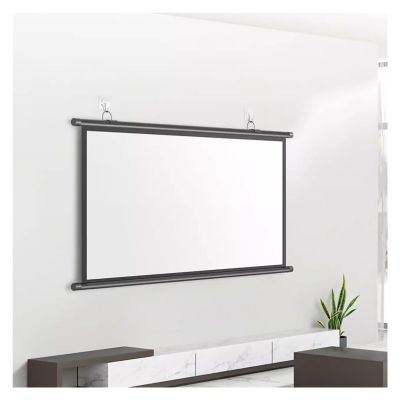 4:3/16:9 HD Projector Screen, Manual Pull Down Projector Screen for Home Theater, 72 Inch Projector Screen for Home Cinema, Projection Screen for Movies and Gaming(Metal,16:9-72inch)