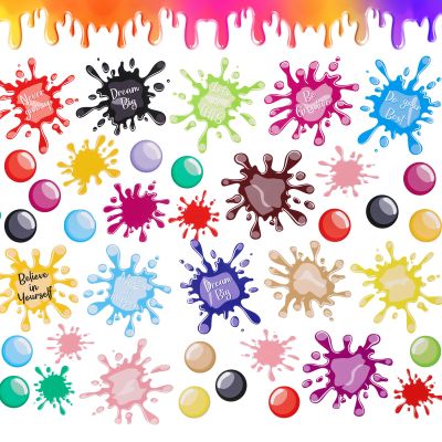 45 PCS Inspirational Wall Decals, Ink Splatter Splotches Wallpaper Motivational Hopscotch Game Stickers Positive Saying Wall Decals for School Classroom Kindergarten Bedroom Nursery Floor