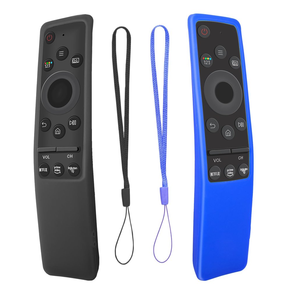 2 Pack Samsung TV Remote Silicone Protective Case - Compatible with BN59 Series - Glow in The Dark - Blue/Black Skin Sleeve