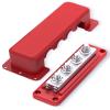 AMOMD 600A Heavy-Duty Bus Bar Nickel Plated Copper Distribution Terminal Block with Cover 4 M10 (3/8 in) Studs & 8 Screws Buss Bar for Solar RV Marine Car Audio 12-48V DC Battery System (Red) view 1