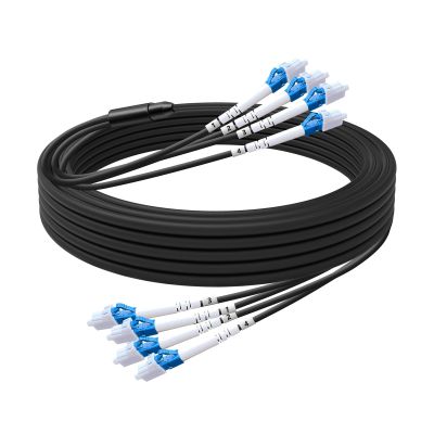 100FT/30M 4-Core Industrial TPU LC to LC Outdoor Armored Fiber Patch Cable, 4 Strands OS2 Single Mode Fiber Patch Cable with LC Connectors, Direct Burial LC-LC 9/125um, OD-5mm, Black