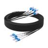 100FT/30M 4-Core Industrial TPU LC to LC Outdoor Armored Fiber Patch Cable, 4 Strands OS2 Single Mode Fiber Patch Cable with LC Connectors, Direct Burial LC-LC 9/125um, OD-5mm, Black view 1