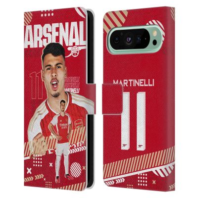 Head Case Designs Officially Licensed Arsenal FC Gabriel 2023/24 First Team Leather Wallet Case Compatible with Google Pixel 9 Pro XL