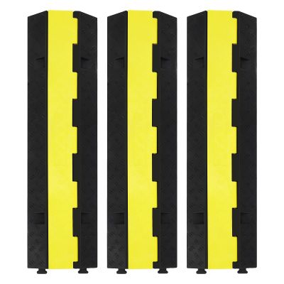 GarveeTech 3 Pack of 2 Channel Protective Wire Cord Ramp, Driveway Rubber Traffic Speed Bumps, Cable Protector, 11000 LBS per Axle Capacity