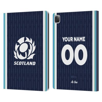 Head Case Designs Officially Licensed Custom Customized Personalized Scotland Rugby Home 2024/25 Kit Leather Wallet Case Compatible with Apple iPad Pro 13 M4 2024