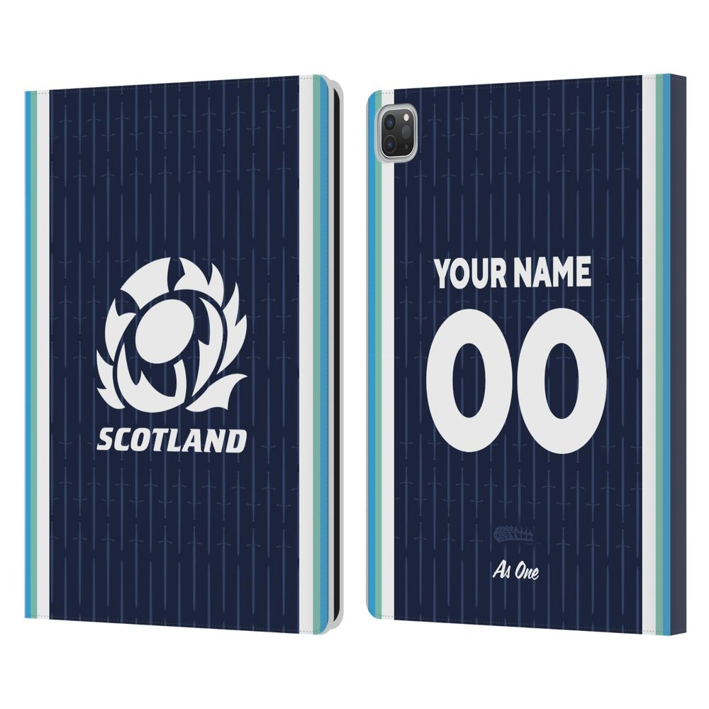Head Case Designs Officially Licensed Custom Customized Personalized Scotland Rugby Home 2024/25 Kit Leather Wallet Case Compatible with Apple iPad Pro 13 M4 2024