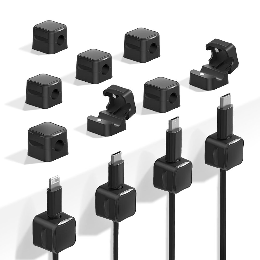 12-Pack Magnetic Cable Organizers Reusable Wire Management Clips for Desk, Office, Home Tidy USB, Charger, Headphone, and Power Cords Wire Holder Keeper Organizer