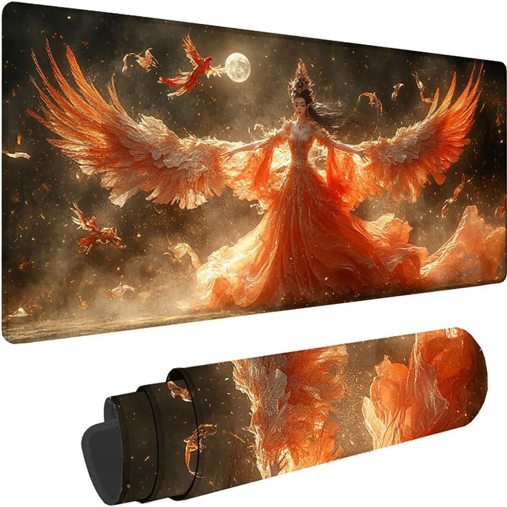 Large Mouse Pad Desk Mat, Anti-slip Keyboard Pad with Multifunctional, Gaming Mousepad, Office Desk Accessories for Computer, PC and Laptop large mouse pad, Portable Cloth Design 48"x24" Pink Wing O-0