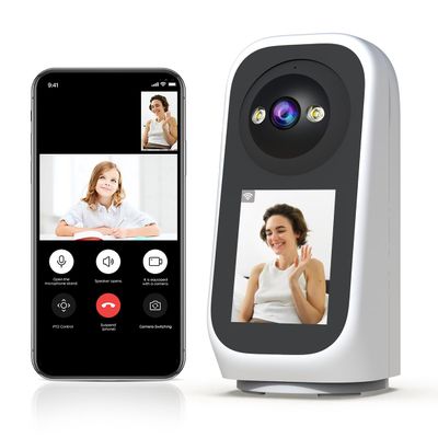 JOOAN 5G WiFi Security Camera Indoor with Screen 2K 360 PTZ Surveillance Camera Plug-in Home IP Cam for Baby Elderly SD Card Cloud Storage Motion Detection Auto Tracking 2 Way Video, Color Night