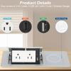 Table Pop Up Outlet Automatic Pop Up Strip Center Countertop Recessed Power Strip with 15W Wireless Charger + USB A + USB C + 2AC 5.9Ft Cord for Conference Desk Office Kitchen (Silver-Wireless) view 2