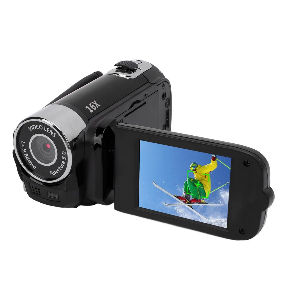 Gugxiom Video Camera Camcorder, 1080P 16MP Digital Camcorder Video DV Camera, with 270 Rotation, 16X Digital Zoom, 2.4 inch Screen, for Travel (Black)