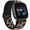 Amzpas Bands Compatible with Fitbit Versa 4 Band/Fitbit Versa 3 Bands/Fitbit Sense Band/Fitbit Sense 2 Band for Women Men, Soft Elastic Nylon Band Replacement for Fitbit Versa 4/ Sense 2, Leopard view 1