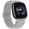 Amzpas Bands Compatible with Fitbit Versa 4/3, Sense/Sense 2 - Soft Elastic Nylon Replacement Band for Women Men - Light Grey view 1