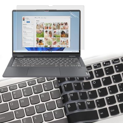 2 Pack Anti Glare Screen Protector & Keyboard Cover for Lenovo Ideapad Flex 5 / Ideapad Flex 5i 14 2-in-1 Touchscreen Laptop,14 inchAnti Fingerprint (Matte) Shield and Fiex 5 14 Keyboard Cover