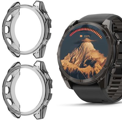 Compatible for Garmin Fenix 8 Case, Lamshaw TPU Silicone Slim Case Shock-Proof Cover All-Around Protective Bumper Shell Compatible for Garmin Fenix 8 43mm, 47mm, 51mm, Fenix E 47mm