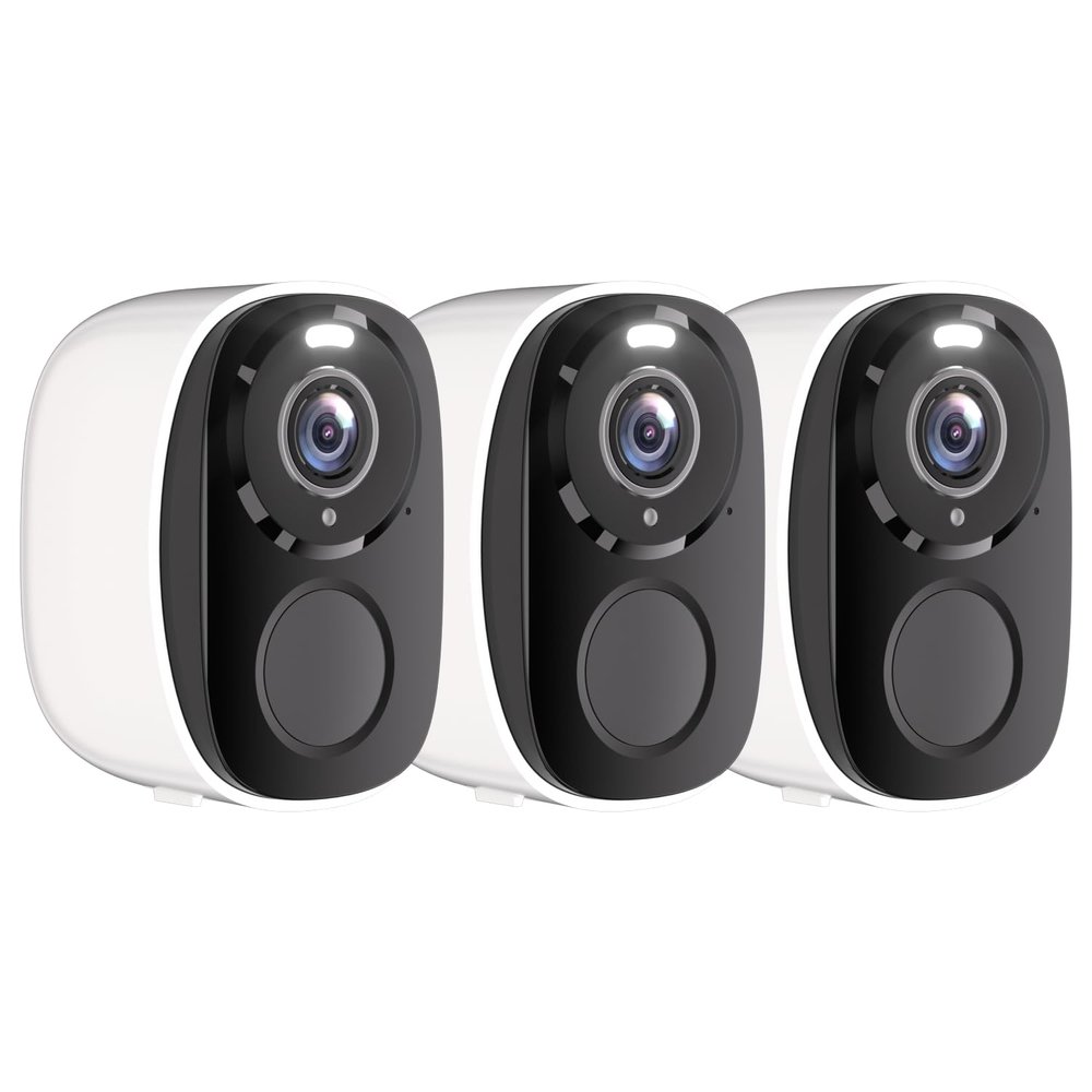3Pack Security Cameras Wireless Outdoor,2K Battery Powered AI Motion Detection Spotlight Siren Alarm Surveillance Indoor Home Camera, Color Night Vision, 2-Way Talk, Waterproof, Compatible with Alexa
