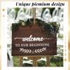 Dunzoom 2 Pcs Welcome to Our Beginning Mirror Decals Wedding Welcome Sign Removable Mirror Lettering Vinyl Decal Sticker for Wedding Engagement Marriage Reception Decor view 2